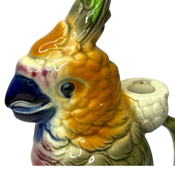 Antique‎ French Majolica Parrot Pitcher Keller Guerin St. Clément Mold 468 - Picture 7 of 10